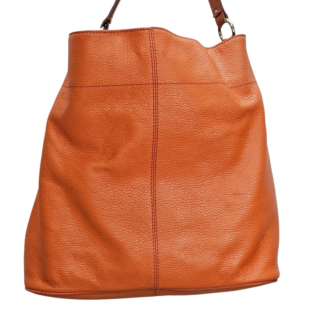Banana Republic Orange Pebbled Genuine Leather Melissa Hobo Shoulder Bag - Picture 3 of 16